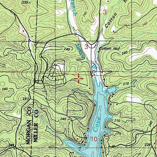 Topographic Map of Cotton Hollow, MO