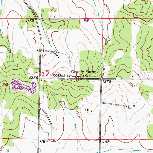 Topographic Map of County Farm Cemetery, MO