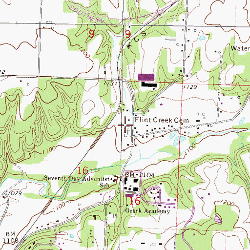 Topographic Map of Flint Creek Cemetery, AR