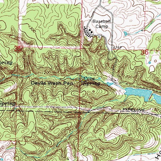 Topographic Map of Cove Spring, MO