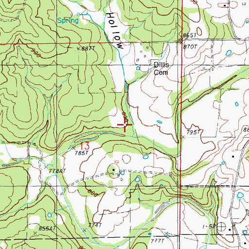 Topographic Map of Cow Hollow, MO