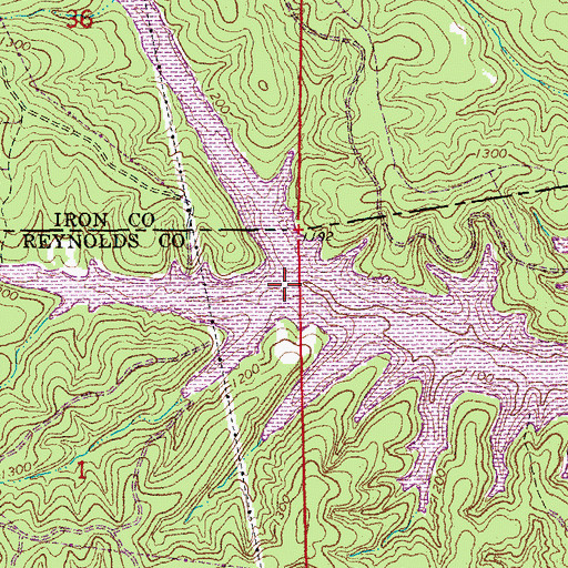 Topographic Map of Cow Mire Hollow, MO