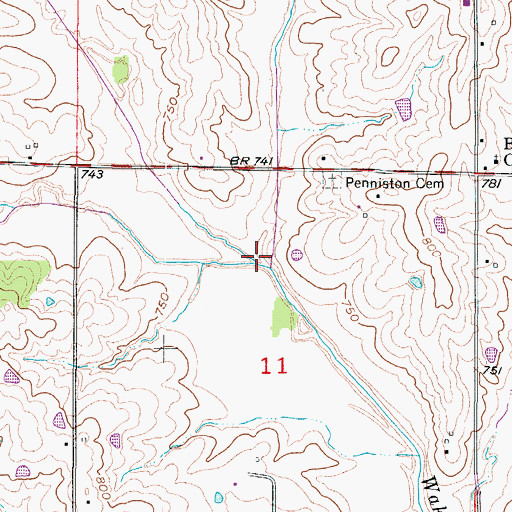 Topographic Map of Crabapple Creek, MO
