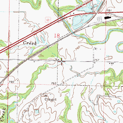 Topographic Map of Crockett Creek, MO