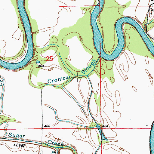 Topographic Map of Cronican Slough, MO