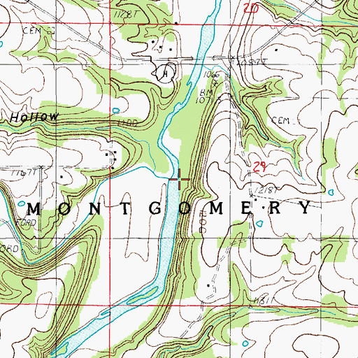 Topographic Map of Crooked Creek, MO