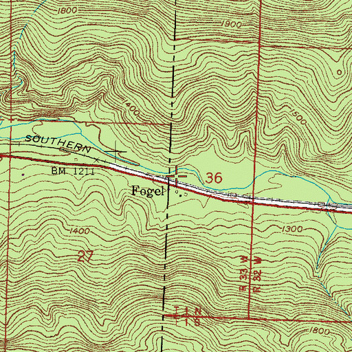 Topographic Map of Fogel, AR