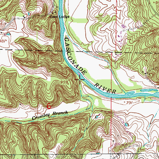 Topographic Map of Crumley Branch, MO