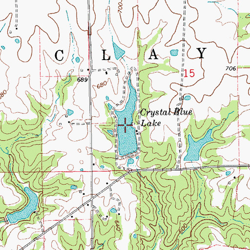 Topographic Map of Crystal Blue Lake, MO