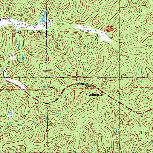 Topographic Map of Cyclone School (historical), MO