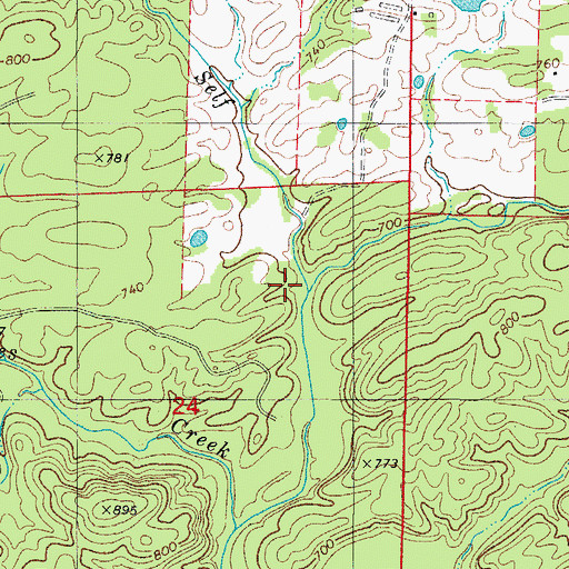 Topographic Map of Forrester Branch, AR