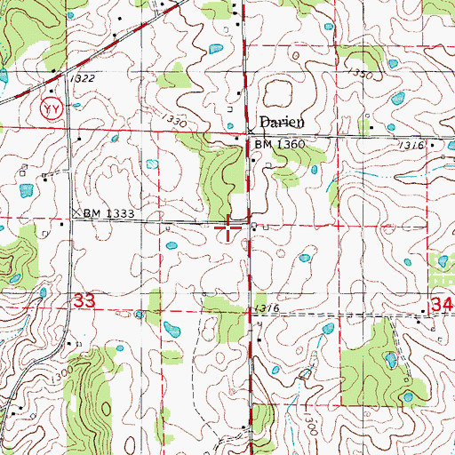 Topographic Map of Darien, MO
