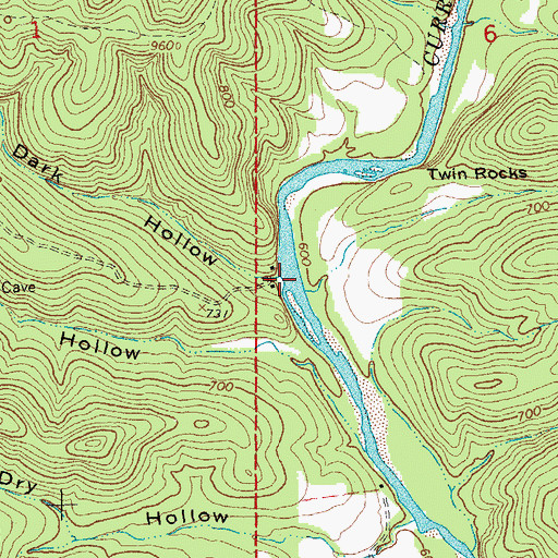 Topographic Map of Dark Hollow, MO