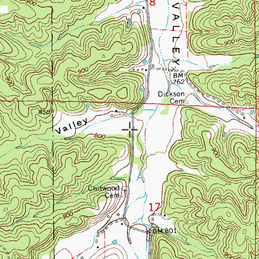 Topographic Map of Darr Valley, MO