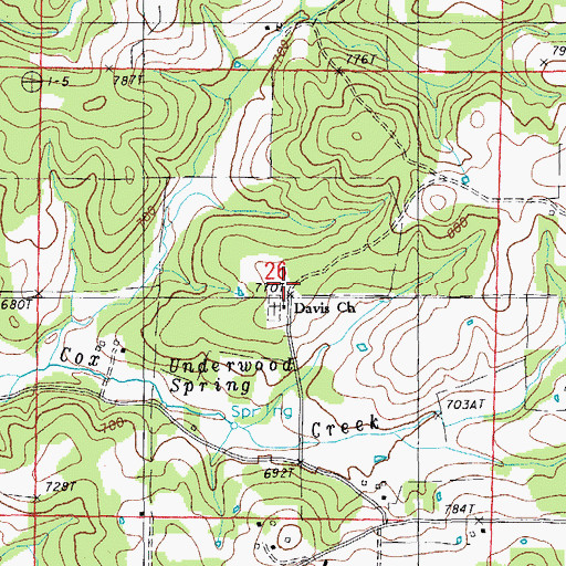 Topographic Map of Davis Church, MO