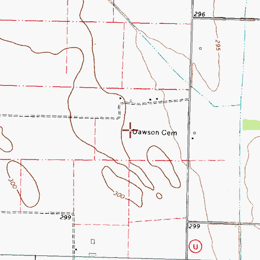 Topographic Map of Dawson Cemetery, MO