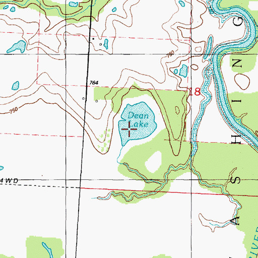 Topographic Map of Dean Lake, MO