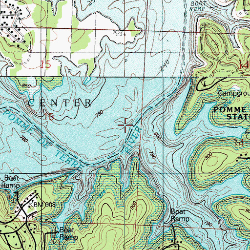 Topographic Map of Decker Branch, MO