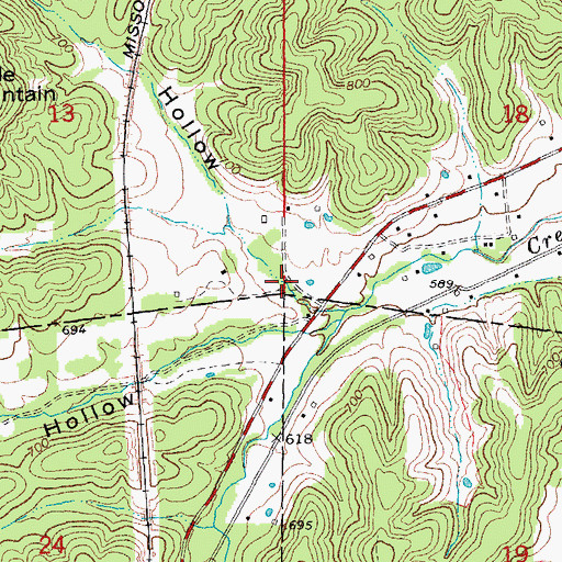 Topographic Map of Des Acre Hollow, MO