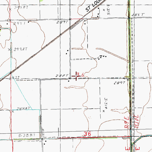 Topographic Map of Ditch Y, MO