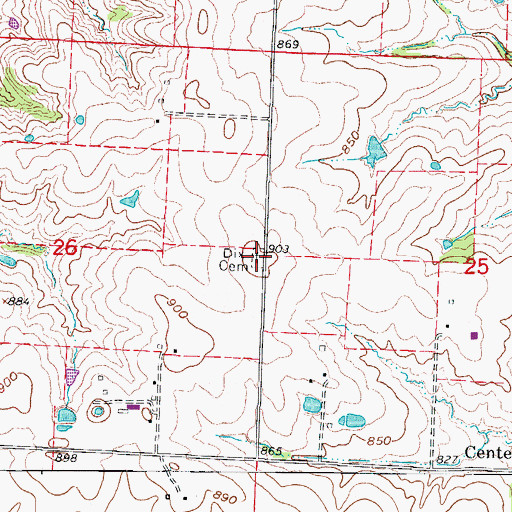 Topographic Map of Dix Cemetery, MO