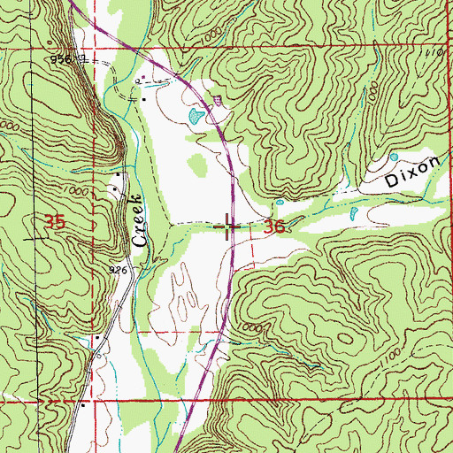 Topographic Map of Dixon Hollow, MO