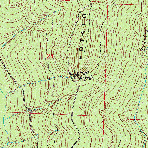Topographic Map of Fugit Springs, AR