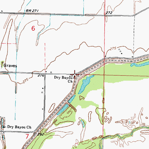 Topographic Map of Dry Bayou Church, MO