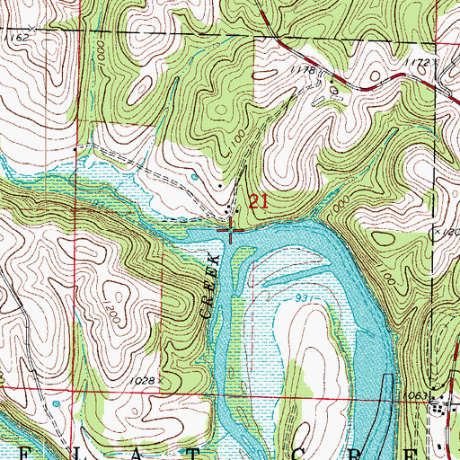 Topographic Map of Dry Creek, MO