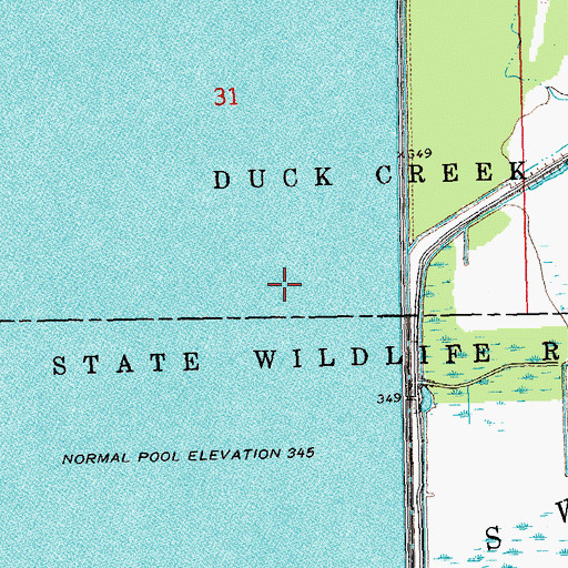 Topographic Map of Duck Creek Conservation Area, MO