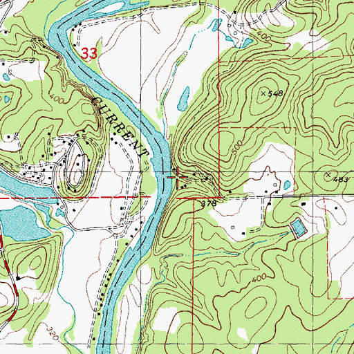 Topographic Map of Dudleys Club, MO