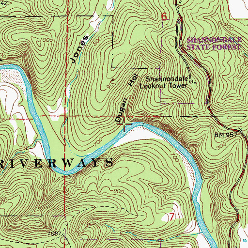 Topographic Map of Dugan Hollow, MO