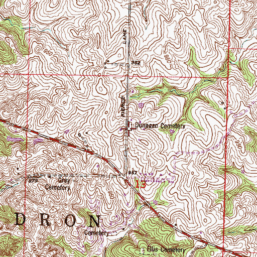Topographic Map of Dunagan Cemetery, MO