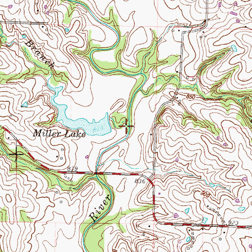 Topographic Map of Duncan Branch, MO