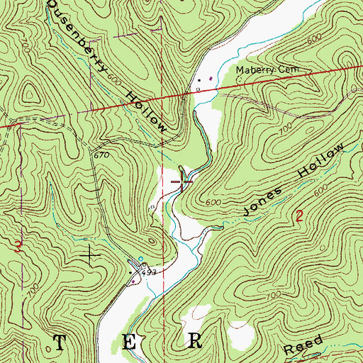 Topographic Map of Dusenberry Hollow, MO