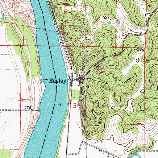 Topographic Map of Easley, MO