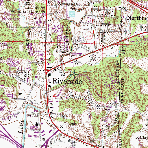 Topographic Map of East Creek, MO