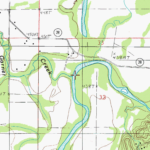 Topographic Map of Garner Creek, AR