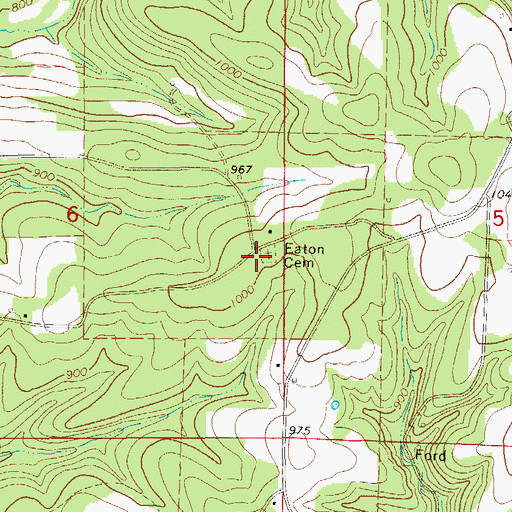 Topographic Map of Eaton Cemetery, MO