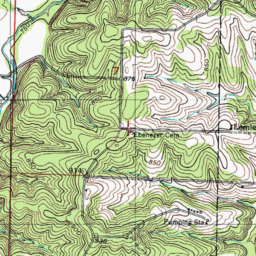 Topographic Map of Ebenezer Cemetery, MO