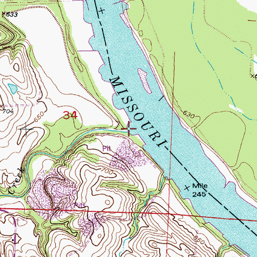 Topographic Map of Edmondson Creek, MO