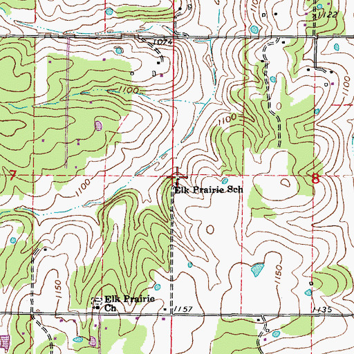 Topographic Map of Elk Prairie School, MO