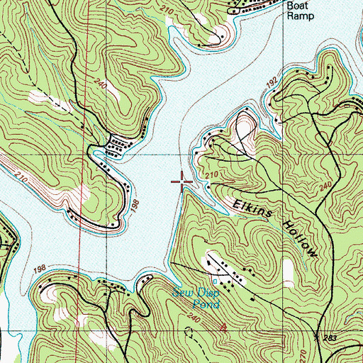 Topographic Map of Elkins Hollow, MO