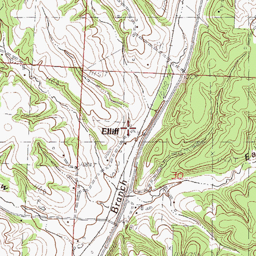 Topographic Map of Elliff, MO