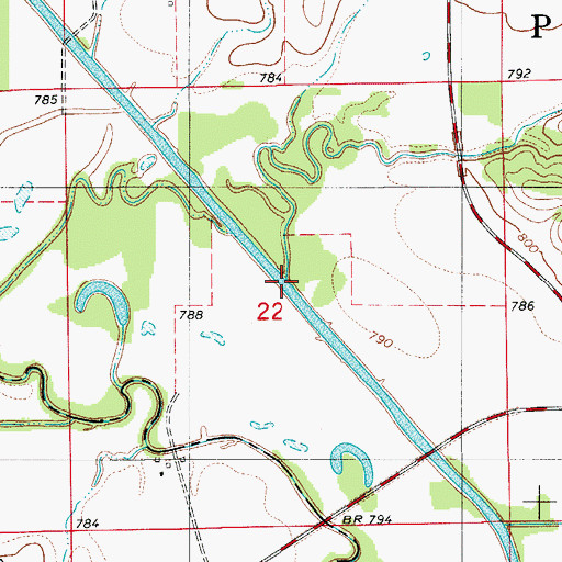 Topographic Map of Elm Creek, MO