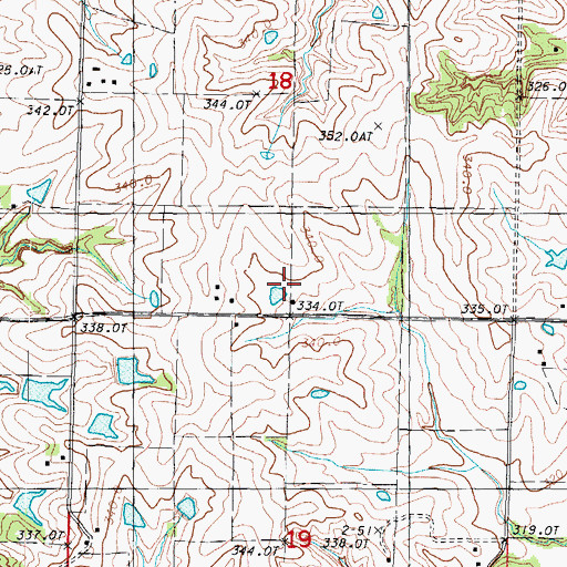 Topographic Map of Elm Grove School, MO