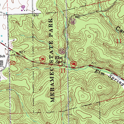 Topographic Map of Elm Spring, MO