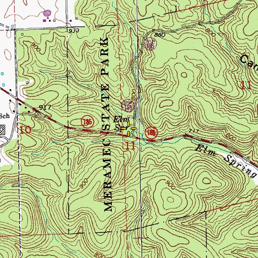 Topographic Map of Elm Spring, MO