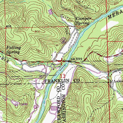 Topographic Map of Elm Spring Branch, MO