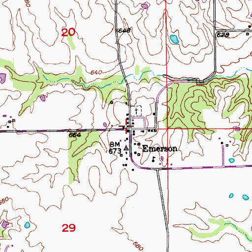 Topographic Map of Emerson, MO